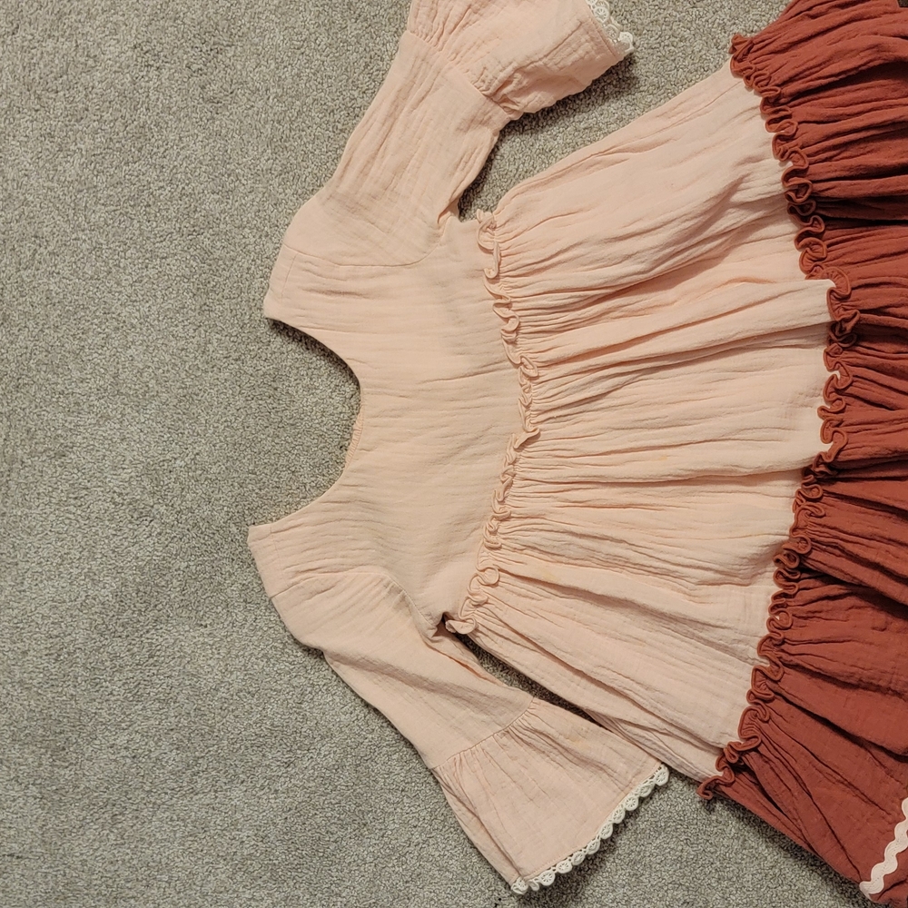 Two-Tone Boho Dress with Bell Sleeves